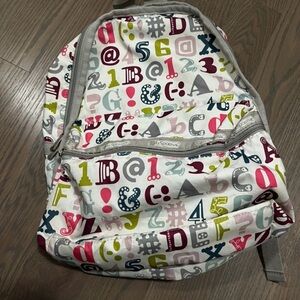 Lesportsac White and Gray Alphabet Print Bag
